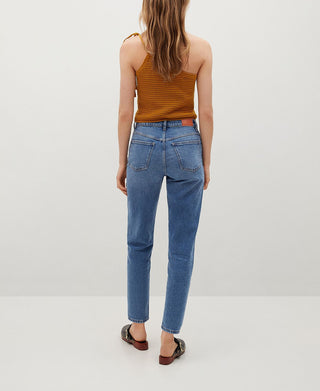 Calça Jeans Mom-Fit Feminina Mango Azul Tamanho 12