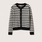 Cardigan de malha xadrez feminino Mango, preto, tamanho P