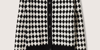 Cardigan de malha xadrez feminino Mango, preto, tamanho P