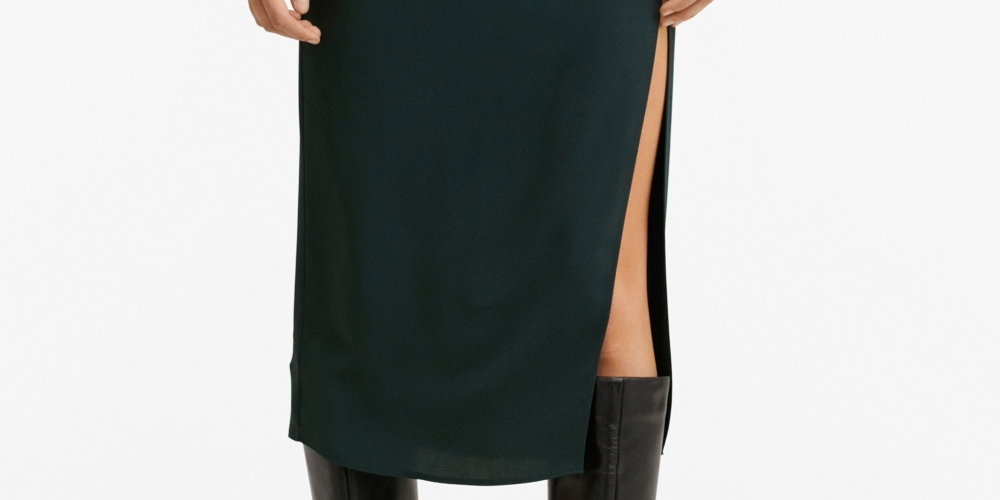 Saia midi feminina Mango Vent, verde, tamanho médio