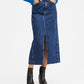 Saia midi jeans feminina Mango azul tamanho médio