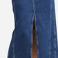 Saia midi jeans feminina Mango azul tamanho médio
