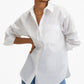 Camisa de algodão grande feminina Mango, branca, tamanho 8