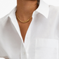 Camisa de algodão grande feminina Mango, branca, tamanho 8