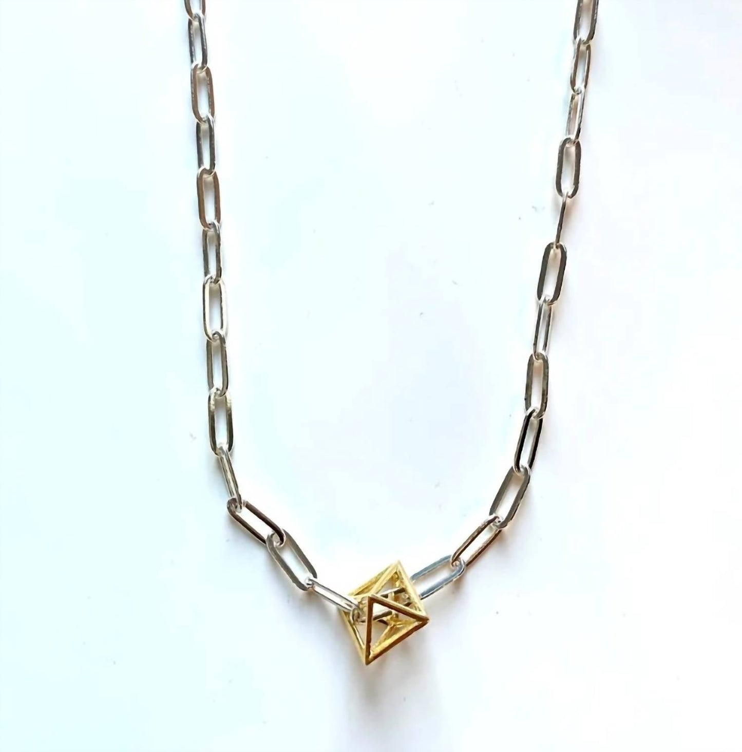 Avenue Chic - Women's Two Tone Pyramid Long Necklace