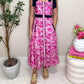 Entro - Shoulder Tie Print Midi Dress