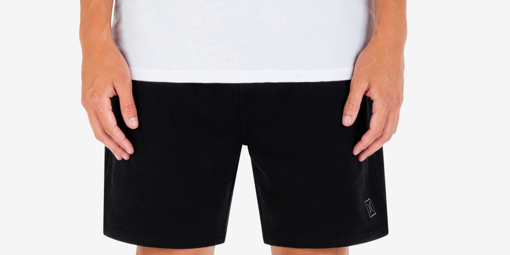 Shorts curtos Hurley Icon Boxed com fecho de cordão, preto, tamanho médio