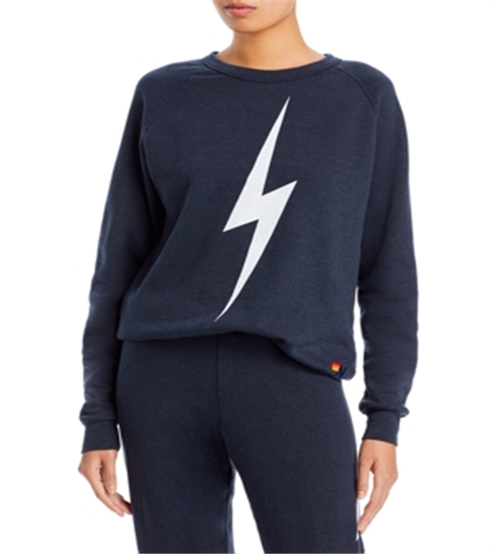 Moletom feminino Aviator Nation Bolt Graphic, preto, tamanho grande