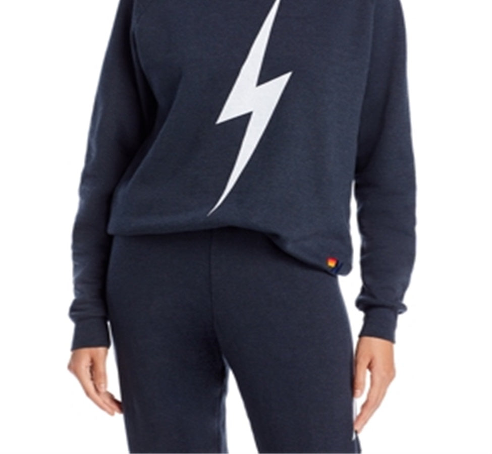Moletom feminino Aviator Nation Bolt Graphic, preto, tamanho grande