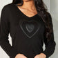 Angel Apparel - V-Neck Pleather Heart Detail Top