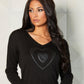 Angel Apparel - V-Neck Pleather Heart Detail Top
