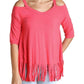Umgee - Cold Shoulder Fringe Top