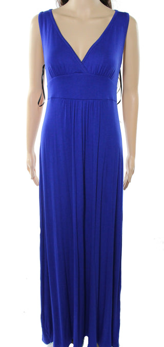 Vestido longo de jersey com decote em V Loveappella em azul Mazarine, tamanho pequeno