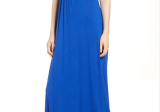 Vestido longo de jersey com decote em V Loveappella em azul Mazarine, tamanho pequeno