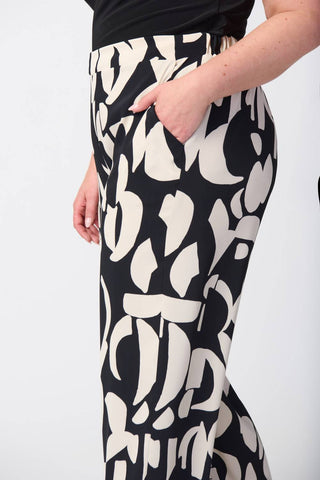 Joseph Ribkoff - Geometric Print Wide Leg Pull On Pants