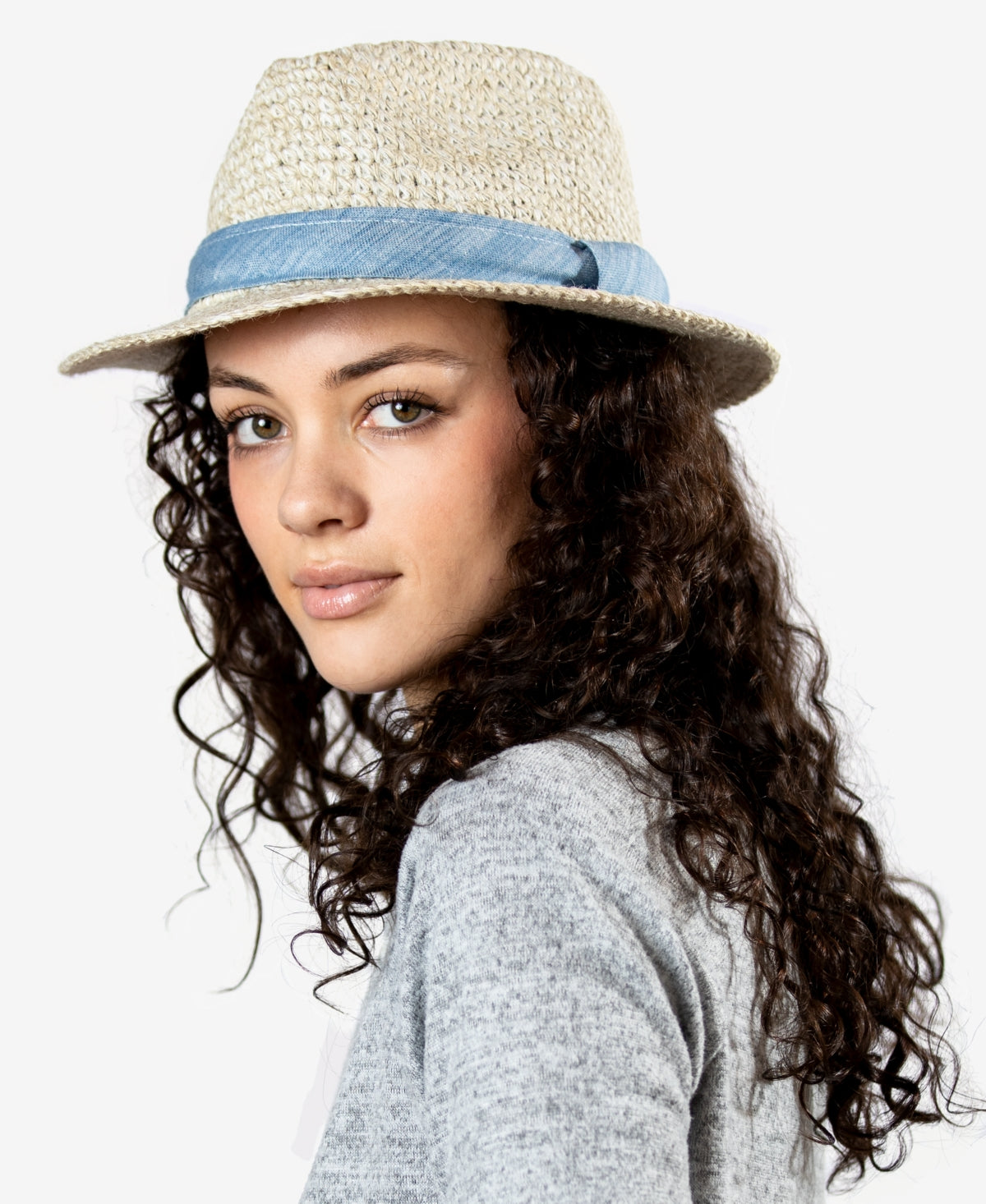 Chapéu de sol de palha trançada Cassidy feminino Pistil, bege, tamanho regular