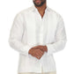 Camisa masculina Mojito 100% linho Guayabera Chacabana manga comprida com detalhes plissados ​​tamanho XXL