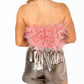 Buddylove - Fancy Strapless Feather Crop Top