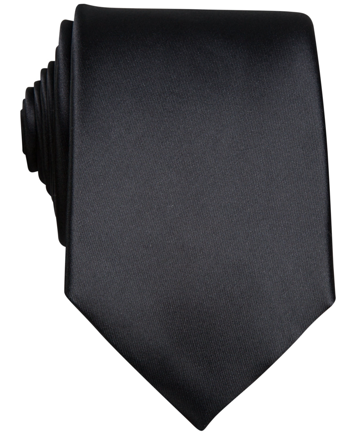 Gravata Perry Ellis Masculina de Cetim Sólido Preta Tamanho Regular