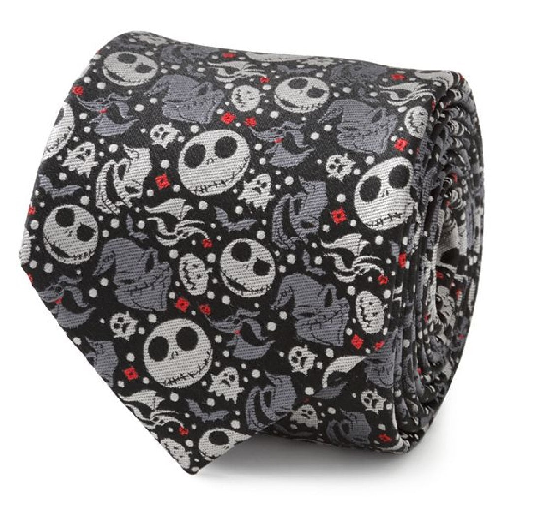 Cufflinks Inc. Gravata de seda preta masculina O Estranho Mundo de Jack, tamanho regular