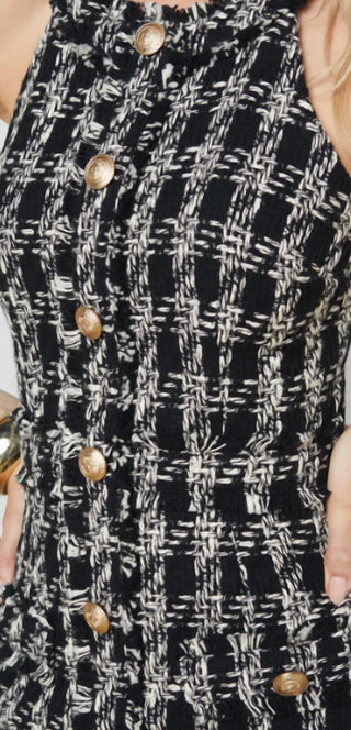 L'Agence - Vestido curto de tweed jade