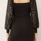 Entro - Ribbed Dress With Sequin Sleeves