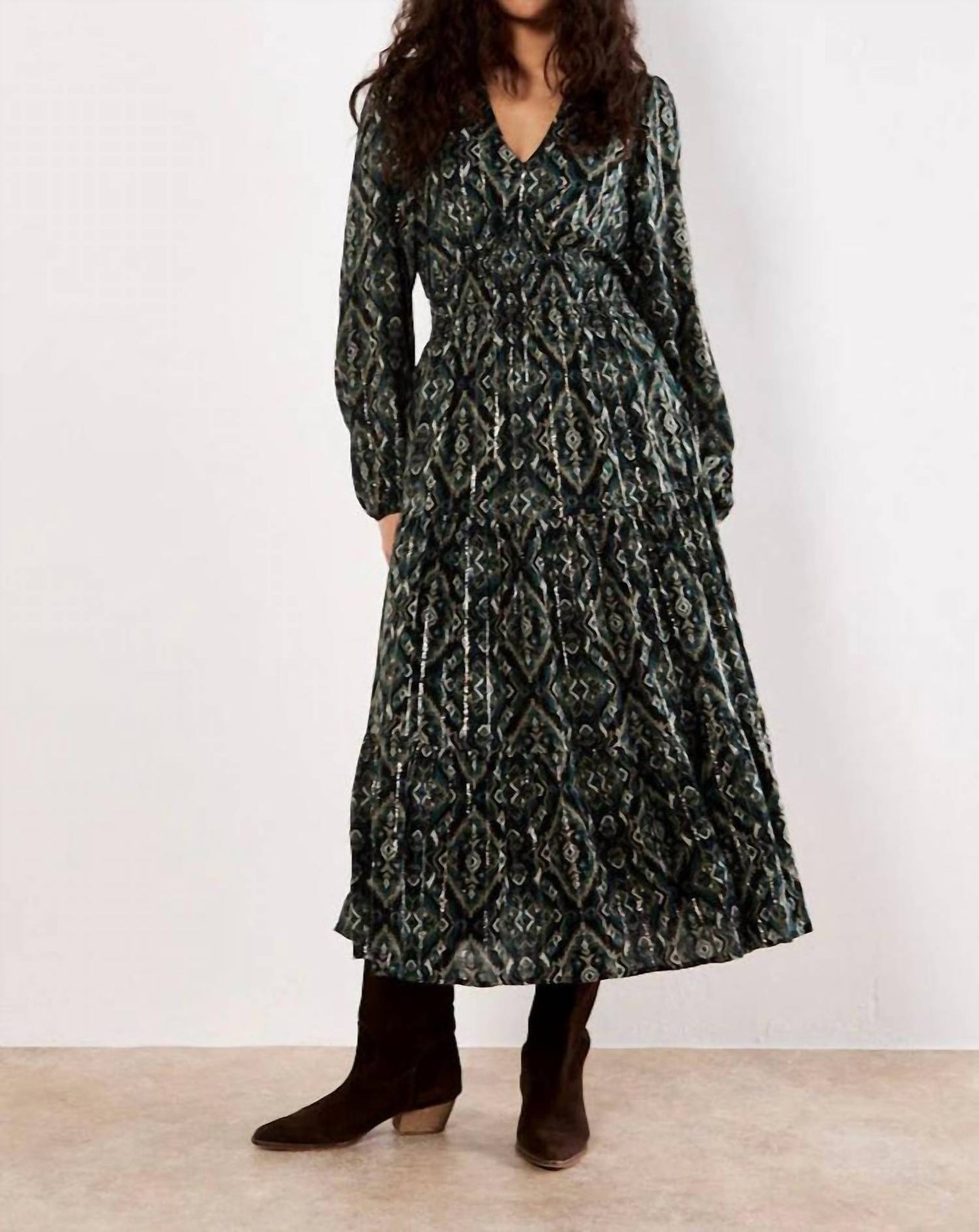 Apricot - Empire Smock Waist Tiered Dress