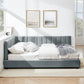 Mid-Century Upholstered Tufted Bed Frame with Backrest and Armrests