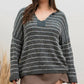 Blu Pepper - Striped Knit Speckled Sweater - Plus