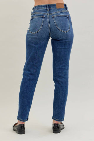Judy Blue - Calça skinny skinny com bolso traseiro elástica e ajuste slim
