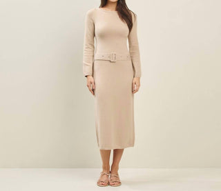 Able - Low Waist Belted Sweater Midi Dress