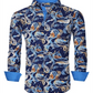 Camisa masculina Suslo Couture Slim Fit manga comprida azul tamanho X-G