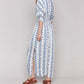 Charlie B - Printed Dolman Sleeve Maxi Dress With Side Slits