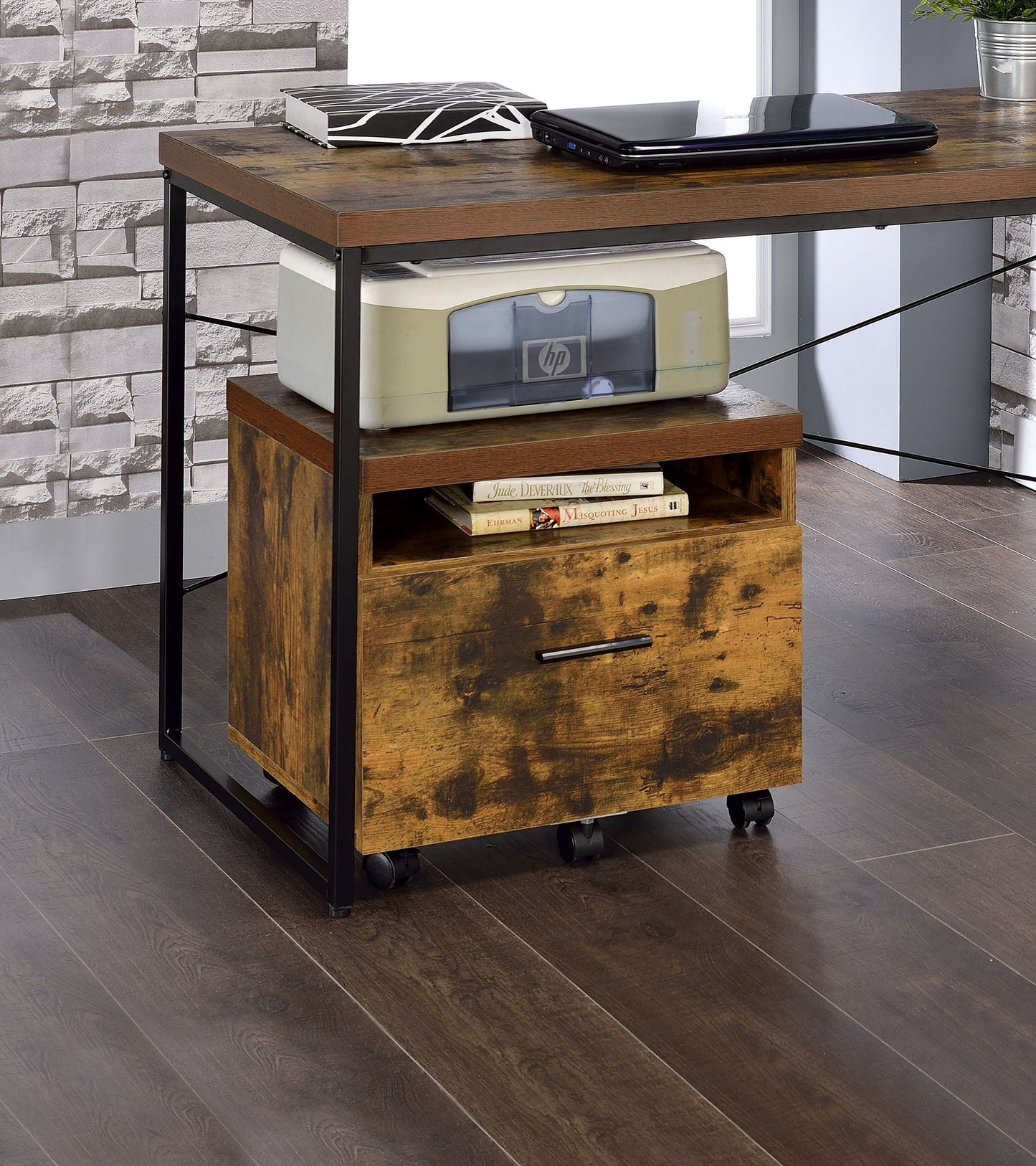 Bob File Cabinet - Weathered Oak / Black