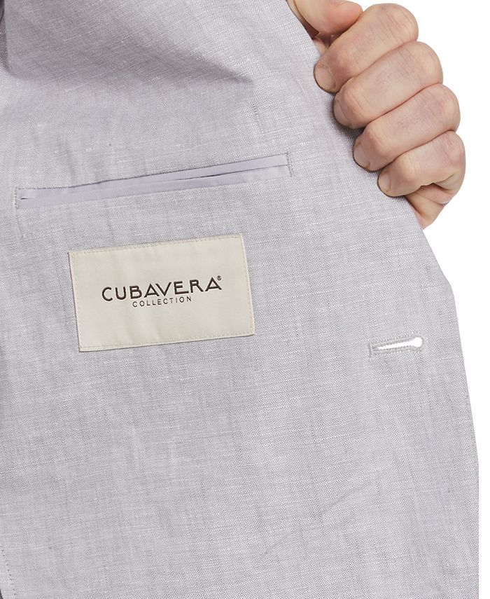 Cubavera Casaco esportivo masculino clássico corte liso linho Delave cinza tamanho médio