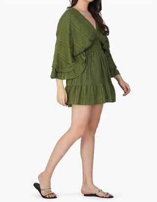 America & Beyond - Women's Mer's Olive Sparkle Mini Dress