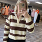 Blu Pepper - Wide Striped Collared Sweater