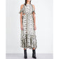 Topshop - Animal Print Silk Ruffle Open Back Cutout Midi Dress
