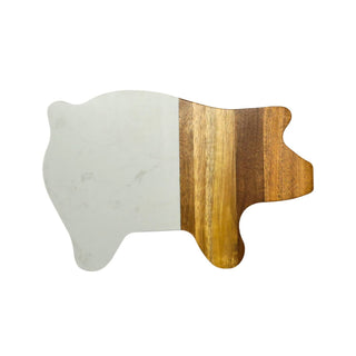 Creative Gifts International - Tábua para Porcos em Mármore e Madeira de Acácia