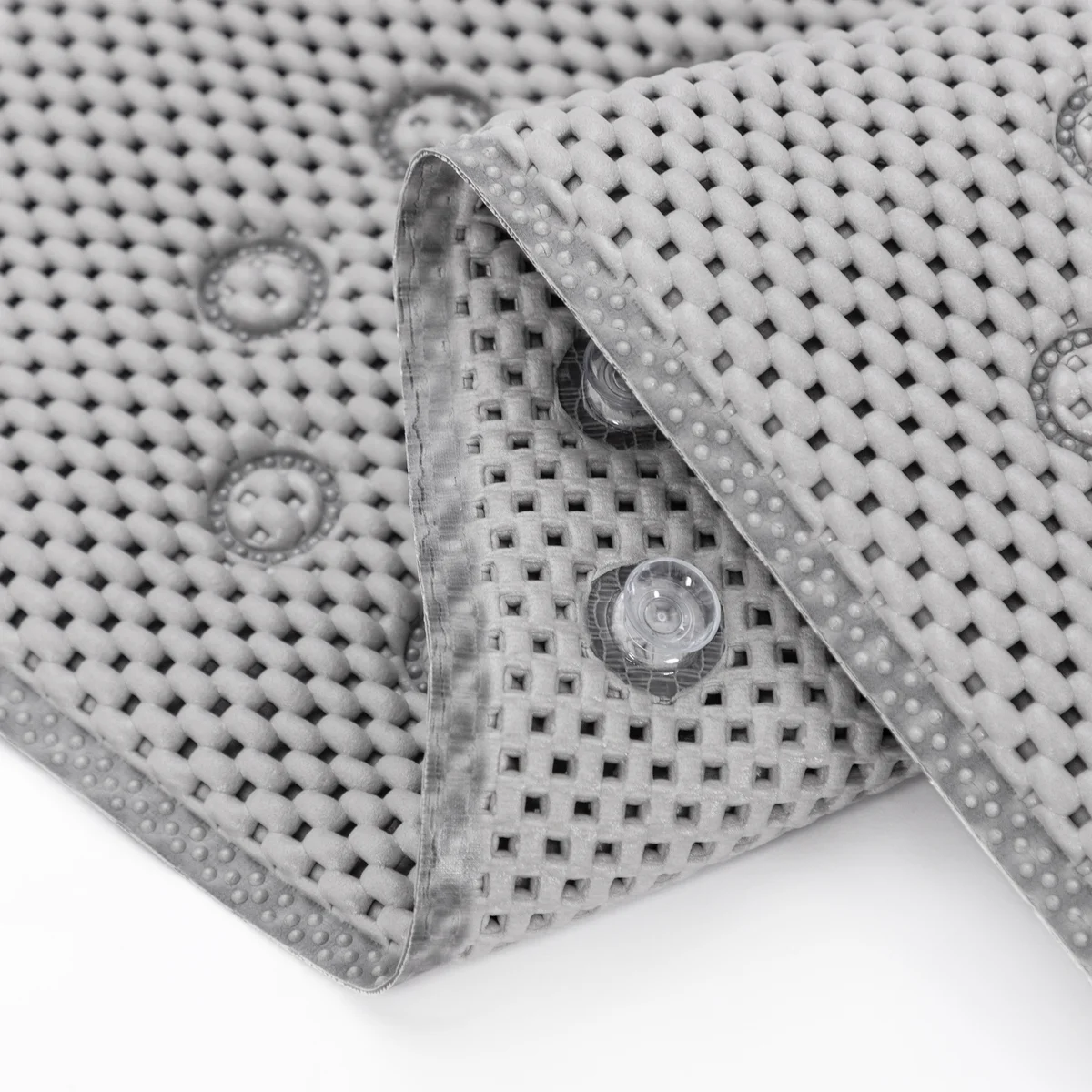 Tapete de banho de espuma dupla antiderrapante de 36 pol. x 17 pol. com 58 ventosas - 3 cores