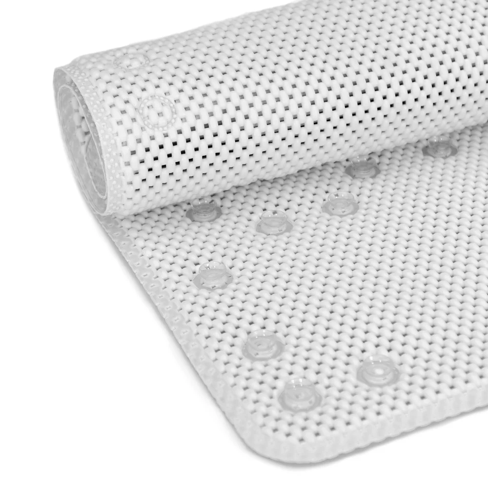 Tapete de banho de espuma dupla antiderrapante de 36 pol. x 17 pol. com 58 ventosas - 3 cores