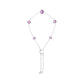 .925 Sterling Silver Bezel Set Purple Amethyst 5 Station Adjustable Bolo Bracelet