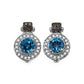 1.20 Carat Genuine Swiss Blue Topaz and 0.30 ct.t.w Genuine Diamond Accents Sterling Silver Earrings