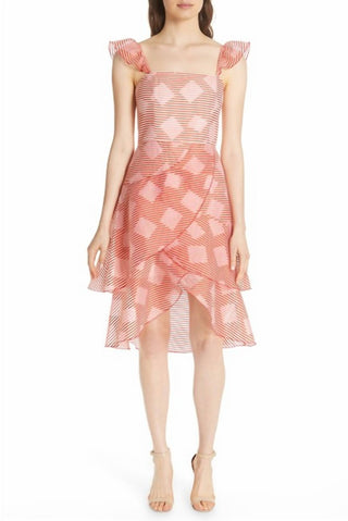 Alice + Olivia - Striped Organza Waterfall Ruffle Dress