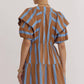 Entro - Mixed Line Print V-Neck Mini Dress