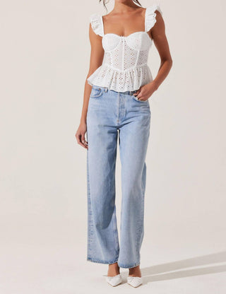 Astr - Baylin Eyelet Peplum Corset Top