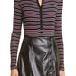 ATM Anthony Thomas Melillo Stripe Henley Bodysuit in Black Combo at Nordstrom, Size Small