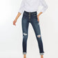 Kancan - High Rise Button Down Cuffed Ankle Skinny Jeans