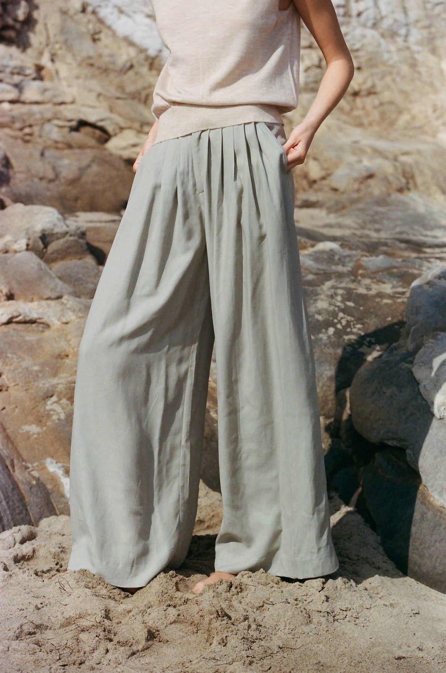 A.Ren - Berdux Pleated Wide Leg Pants