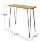 Outdoor Bar Table with Wood Tabletop and Iron Hairpin Legs - Black / Teak
